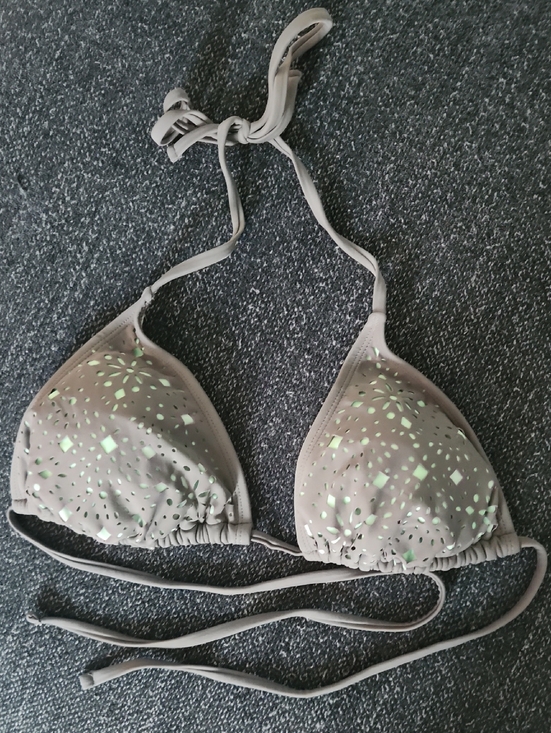 Xhilaration Other - Xhilaration Light Taupe Triangle Bikini Top with Metallic Silver Accents